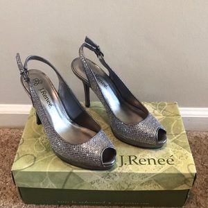 J. Reneé Pewter Heels 6M, never worn!